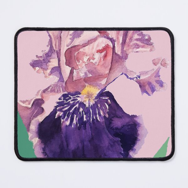 Item preview, Iris Flower Watercolor Painting - Glorious Purple on Baby Pinkb Art designed and sold by Sarah  Rajkotwala.