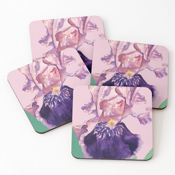 Item preview, Iris Flower Watercolor Painting - Glorious Purple on Baby Pinkb Art designed and sold by Sarah  Rajkotwala.