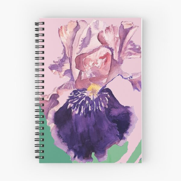 Item preview, Iris Flower Watercolor Painting - Glorious Purple on Baby Pinkb Art designed and sold by Sarah  Rajkotwala.
