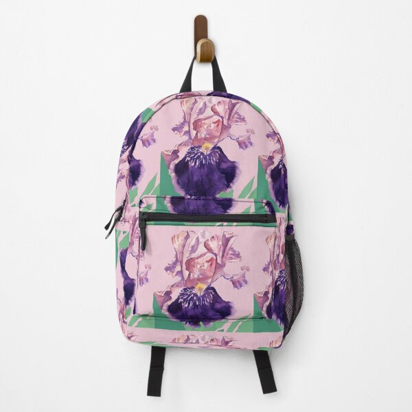 Item preview, Iris Flower Watercolor Painting - Glorious Purple on Baby Pinkb Art designed and sold by Sarah  Rajkotwala.