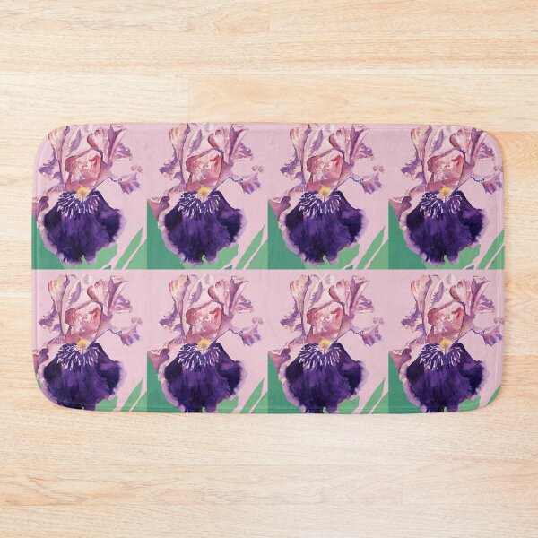Item preview, Iris Flower Watercolor Painting - Glorious Purple on Baby Pinkb Art designed and sold by Sarah  Rajkotwala.