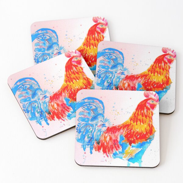 Item preview, Red Rooster Watercolor Painting Chicken Amazing Bright Colourful Splash designed and sold by Sarah  Rajkotwala.