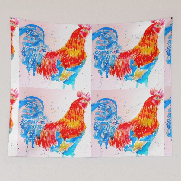 Item preview, Red Rooster Watercolor Painting Chicken Amazing Bright Colourful Splash designed and sold by Sarah  Rajkotwala.