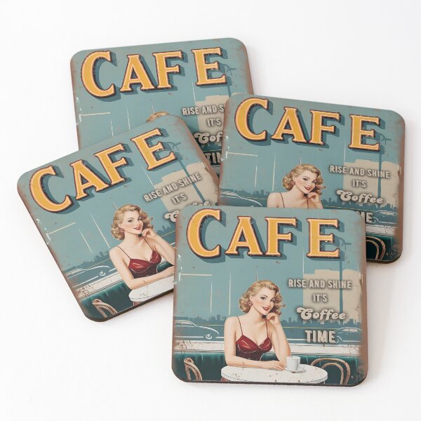 Item preview, Retro Coffee Lover Art – "Rise and Shine It's Coffee Time" – Vintage Blonde Woman Illustration designed and sold by All-About-Life.