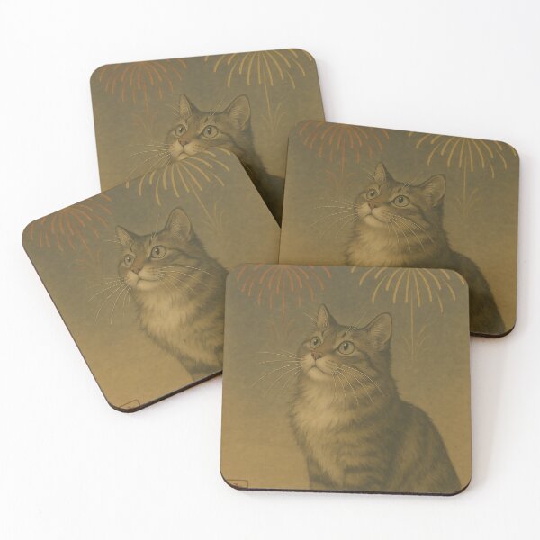 Item preview, Firework Wonder – A Cat's Silent Summer Night designed and sold by Zen Cat Studio.