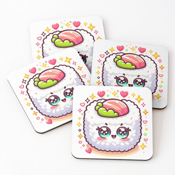 Item preview, Kawaii sushi colourful lovey dovey cute eyes designed and sold by boredbiotic.