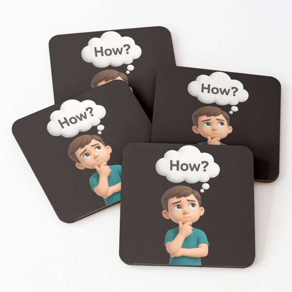 Item preview, 3D Thoughtful Boy Illustration with 'How?' Thought Bubble – Curiosity Concept Art designed and sold by Unlimited-Style.
