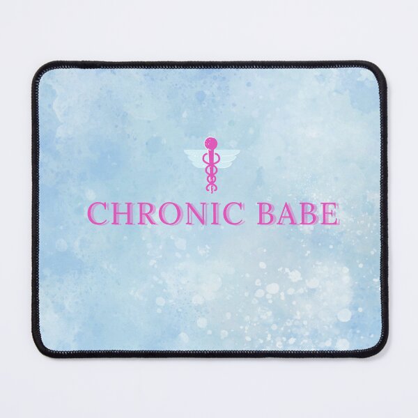 Item preview, Chronic Babe Sign | Spoonie Support Art with Caduceus – Pink on Blue Aesthetic Pouch, Mugs, Pillows & Other designed and sold by HealthCoreCommunity.
