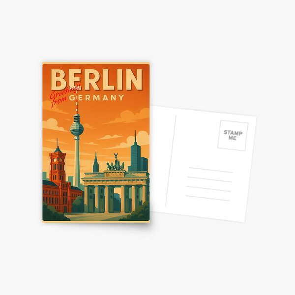Item preview, Travelling Berlin Germany Poster and Greeting Card designed and sold by Kingdom of the Fly Design.