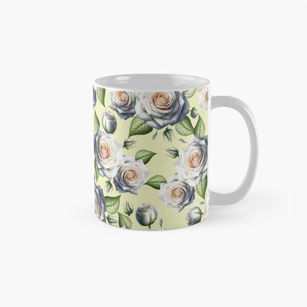 Item preview, White Roses Pattern On Yellow  designed and sold by Ayesha Saleem.