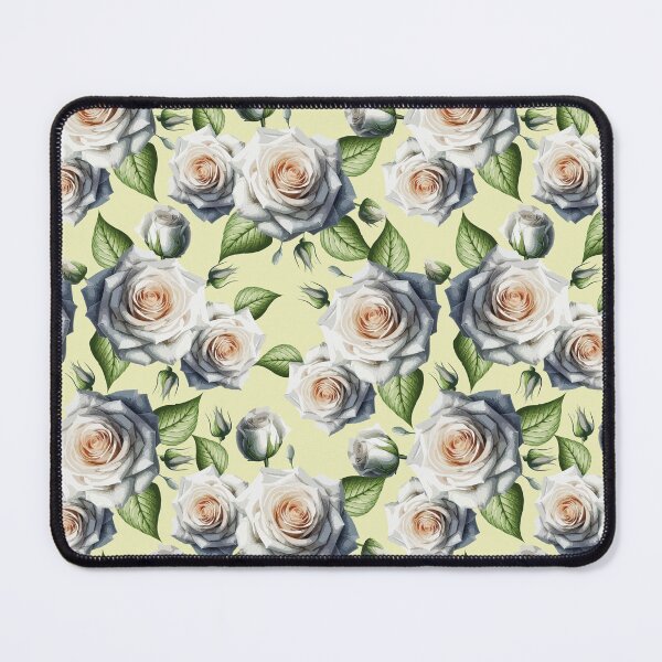 Item preview, White Roses Pattern On Yellow designed and sold by Ayesha Saleem.