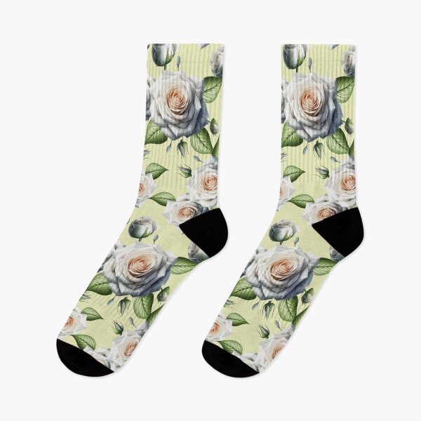 Item preview, White Roses Pattern On Yellow  designed and sold by Ayesha Saleem.
