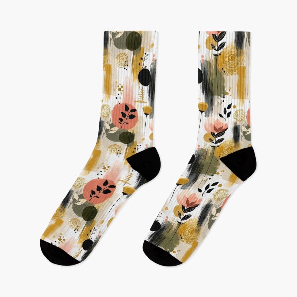 Item preview, Earth Bloom Rhythm – Expressive Abstract Florals in Sunset Tones designed and sold by Moisky Patterns.