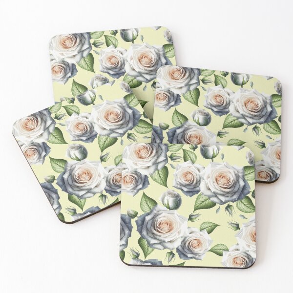 Item preview, White Roses Pattern On Yellow  designed and sold by Ayesha Saleem.