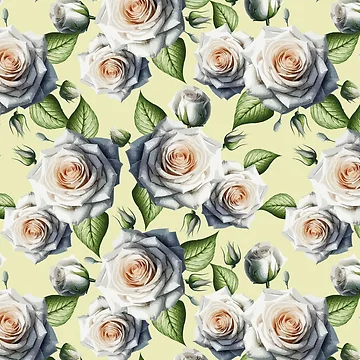 Artwork thumbnail, White Roses Pattern On Yellow by Ayesha Saleem