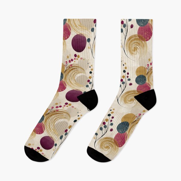 Item preview, Golden Whirl Harmony – Abstract Spirals and Berries on Warm Beige designed and sold by Moisky Patterns.