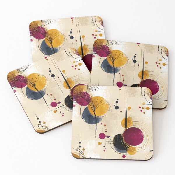 Item preview, Rhythmic Bloom – Abstract Bursts and Bold Circles in Ocher and Wine designed and sold by Moisky Patterns.