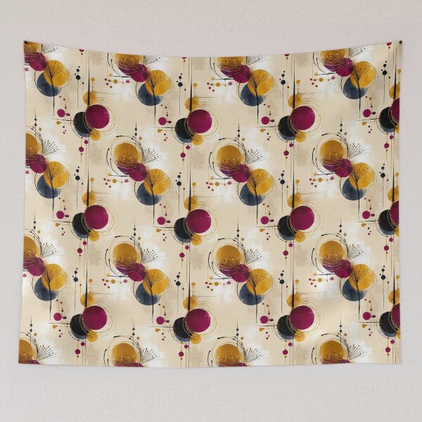 Item preview, Rhythmic Bloom – Abstract Bursts and Bold Circles in Ocher and Wine designed and sold by Moisky Patterns.