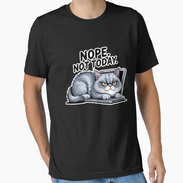 Item preview, Grumpy Cat on Laptop Funny Nope Not Today Lazy Mood Meme Design designed and sold by nightl3eer.