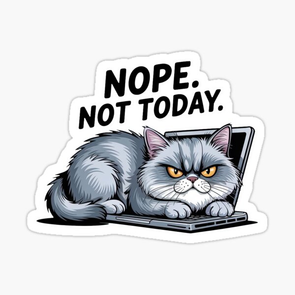 Item preview, Grumpy Cat on Laptop Funny Nope Not Today Lazy Mood Meme Design designed and sold by nightl3eer.