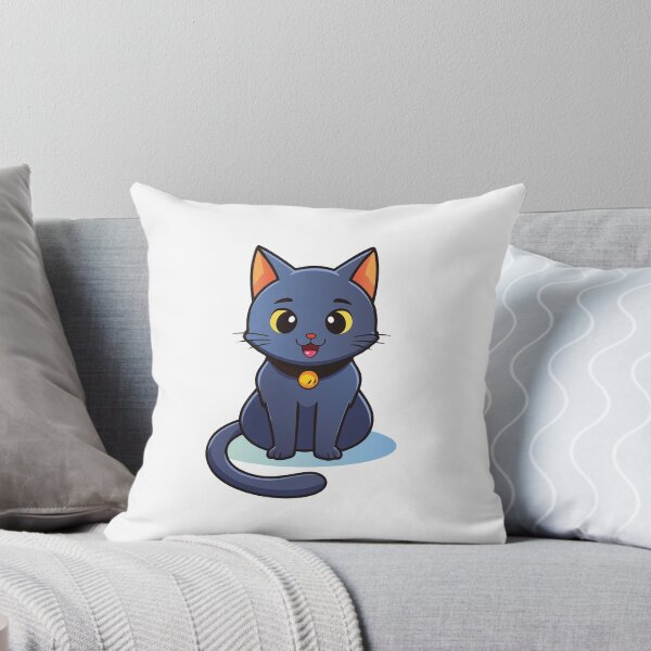 Item preview, Sitting happy little black cat kitten with  bell designed and sold by Eva-Designs-.