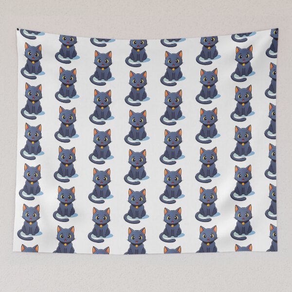 Item preview, Sitting happy little black cat kitten with  bell designed and sold by Eva-Designs-.