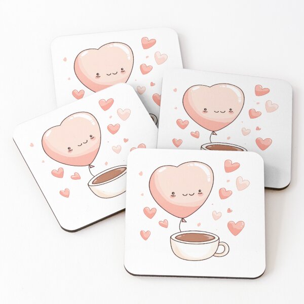 Item preview, Cute Heart Balloon Floating Above a Cup of Coffee with Little Hearts Surrounding It A Romantic Illustration designed and sold by donchanu.