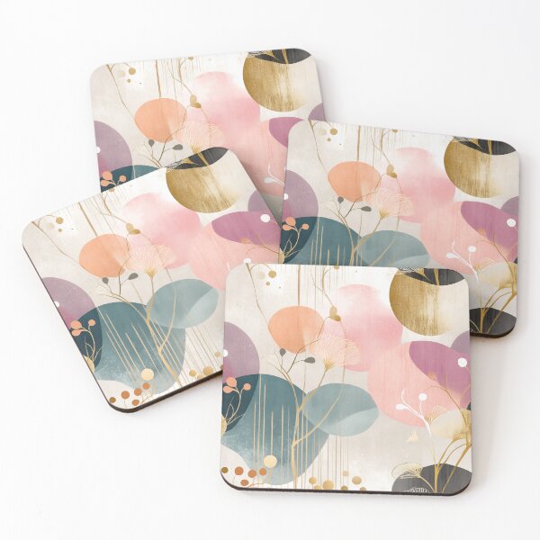 Item preview, Blush Harmony – Golden Botanical Flow with Soft Abstract Shapes designed and sold by Moisky Patterns.