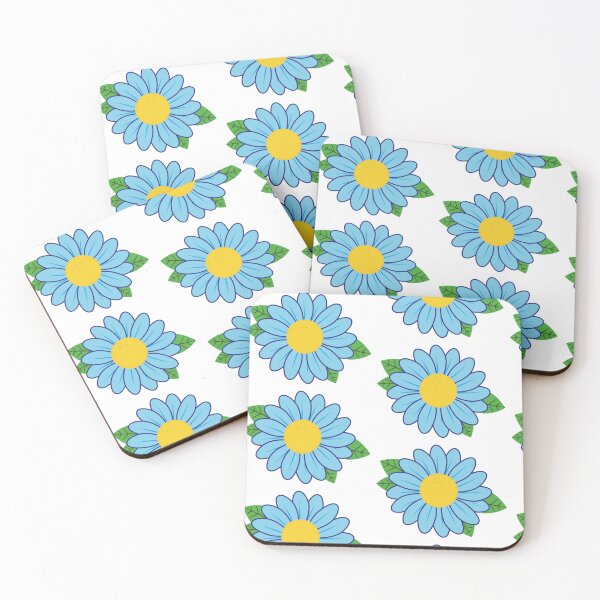 Aperçu de l'œuvre Marguerite petite fleur bleue mignonne avec des feuilles vertes créée et vendue par Eva-Designs-.
