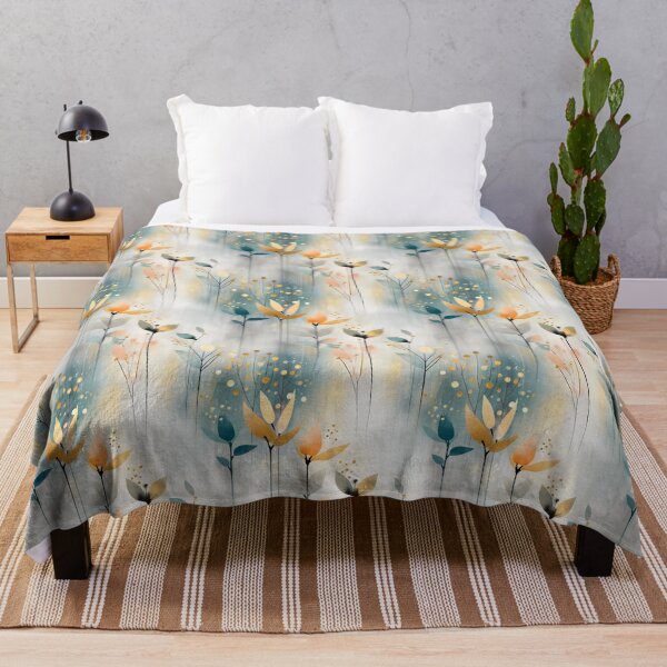 Item preview, Golden Whisper Garden – Ethereal Botanical Pattern in Blue and Amber designed and sold by Moisky Patterns.