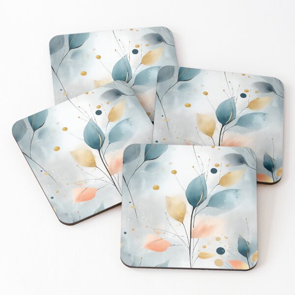 Item preview, Soft Breeze Elegance – Delicate Botanical Leaves in Gold and Blue designed and sold by Moisky Patterns.