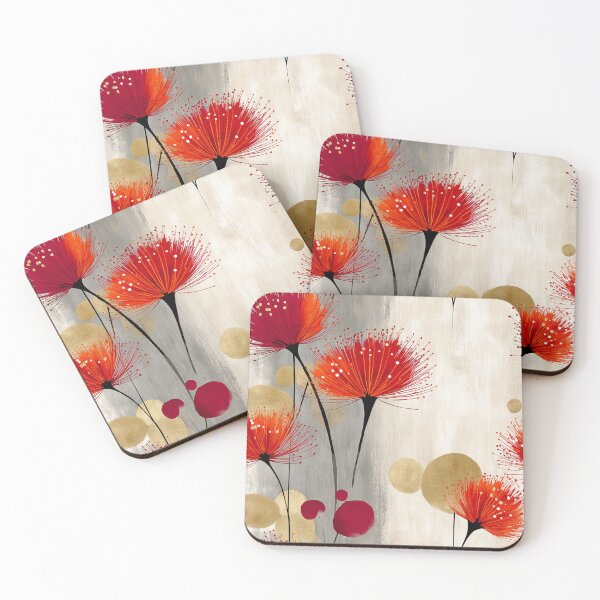 Item preview, Radiant Fireflower Dance – Bold Red and Gold Botanical Pattern designed and sold by Moisky Patterns.