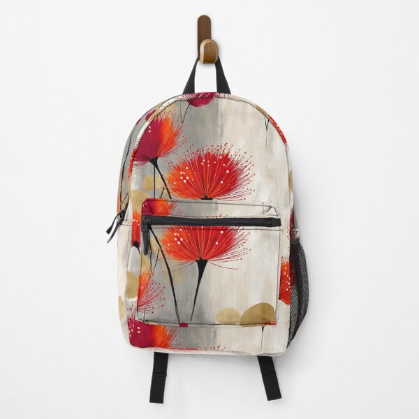 Item preview, Radiant Fireflower Dance – Bold Red and Gold Botanical Pattern designed and sold by Moisky Patterns.