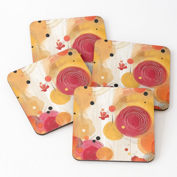 Item preview, Solar Whispers – Vibrant Abstract Circles in Red and Gold designed and sold by Moisky Patterns.