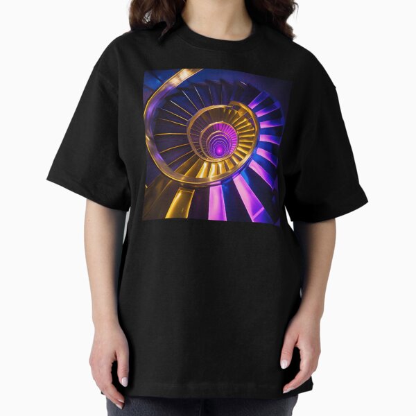 Item preview, Neon Spiral Staircase Print - Gold and Violet Glow Design designed and sold by NeonBloom Prints.