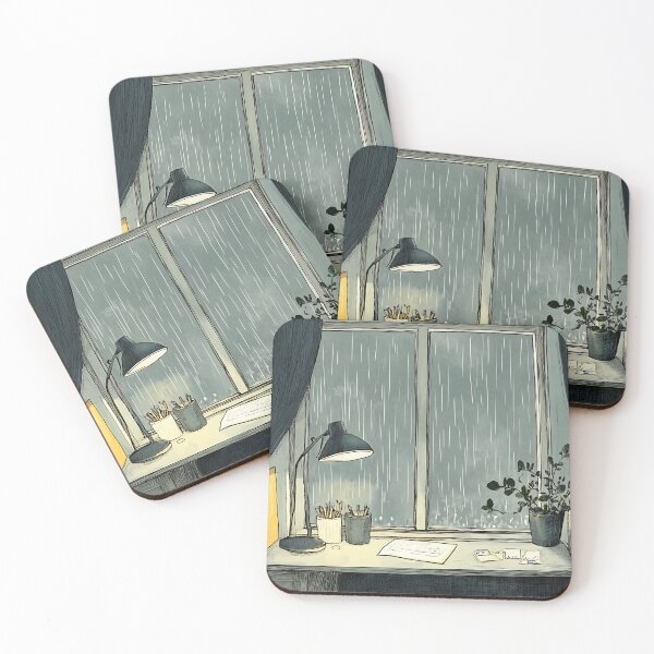 Item preview, Lofi Art: Rainy Cozy Desk View designed and sold by bapupa.