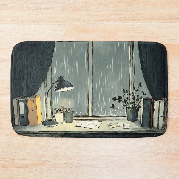 Item preview, Lofi Art: Rainy Cozy Desk View designed and sold by bapupa.