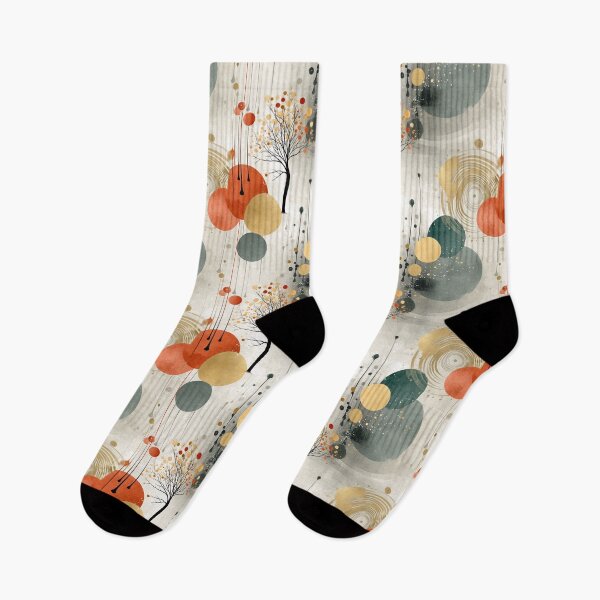 Item preview, Cosmic Tree – Abstract Planetary Dance in Gold and Coral designed and sold by Moisky Patterns.