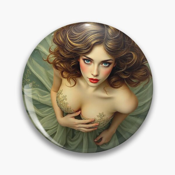 Item preview, Beautiful girl in green dress Art Nouveau style artwork designed and sold by Vintage Designs +.