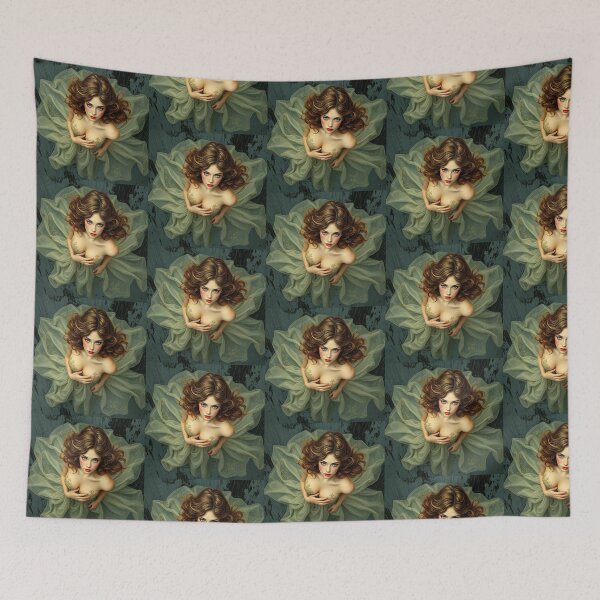 Item preview, Beautiful girl in green dress Art Nouveau style artwork designed and sold by Vintage Designs +.