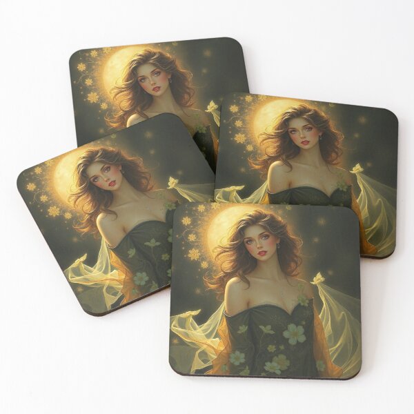 Item preview, Art Nouveau painting beautiful girl in flowing dress designed and sold by Vintage Designs +.