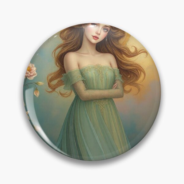 Item preview, Art Nouveau painting beautiful girl in flowing dress designed and sold by Vintage Designs +.