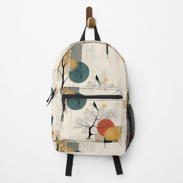 Item preview, Still Branches – Minimal Trees and Geometric Suns with Birds designed and sold by Moisky Patterns.
