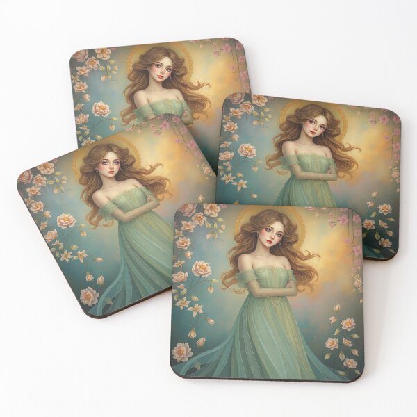 Item preview, Art Nouveau painting beautiful girl in flowing dress designed and sold by Vintage Designs +.