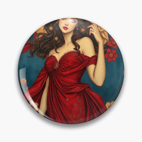 Item preview,  Art Nouveau painting beautiful girl in flowing dress designed and sold by Vintage Designs +.