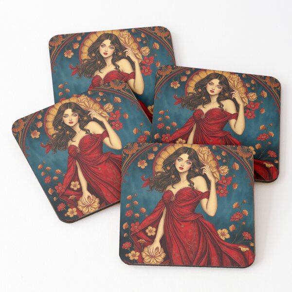 Item preview,  Art Nouveau painting beautiful girl in flowing dress designed and sold by Vintage Designs +.
