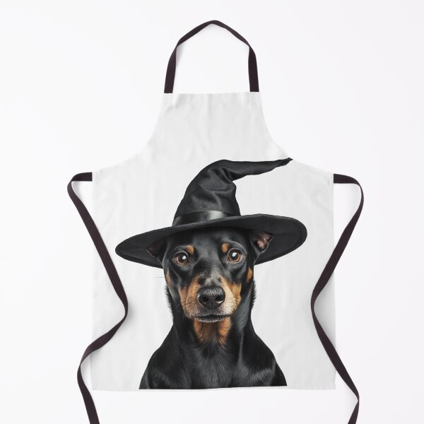 Item preview, German Pinscher Dog Wearing Halloween Witch Hat designed and sold by LazyOwlStore.