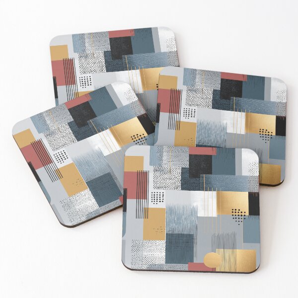Item preview, Urban Mosaic – Modern Abstract Blocks with Gold Accents designed and sold by Moisky Patterns.