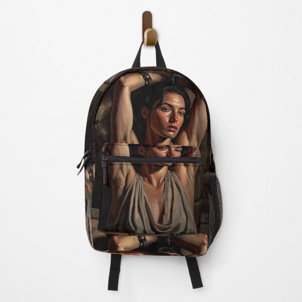 Item preview, Girl in a dungeon with her arms chained above her head vintage Expressionist painting art designed and sold by Vintage Designs +.