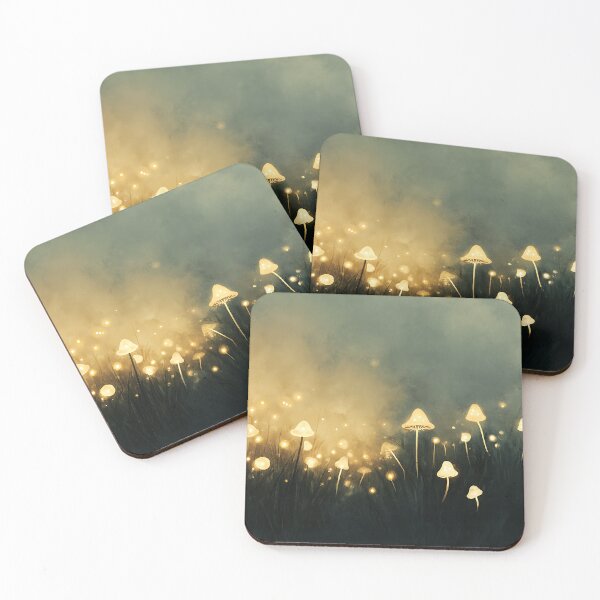 Item preview, Mushroomcore Art: Misty Glowing Meadow designed and sold by bapupa.